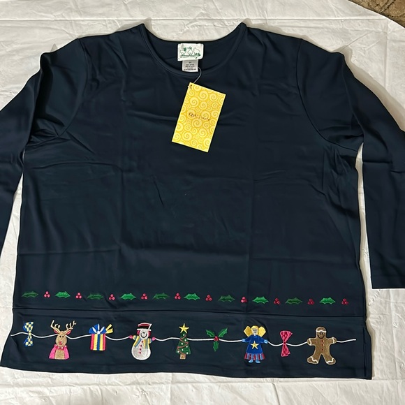 The Quacker Factory Christmas Themed 2piece Long sleeve and skirt set. - Picture 2 of 13